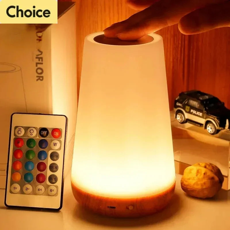 Light RGB 13 Color Changing Night Remote Control Touch Dimmable Lamp Portable Table Bedside Lamps USB Rechargeable Night Lamp