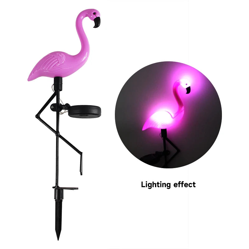 1pc Outdoor Solar Lights Flamingo Garden Led Stake Waterproof LED Landscape Ground Lamp for Outdoor Pathway Xmas Garden Decor