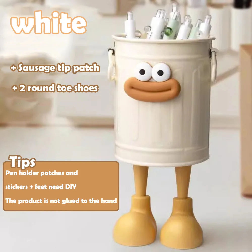 1 Pc cartoon pen holder, simple storage holder, for office storage, desk storage, home study storage (random letter stickers)