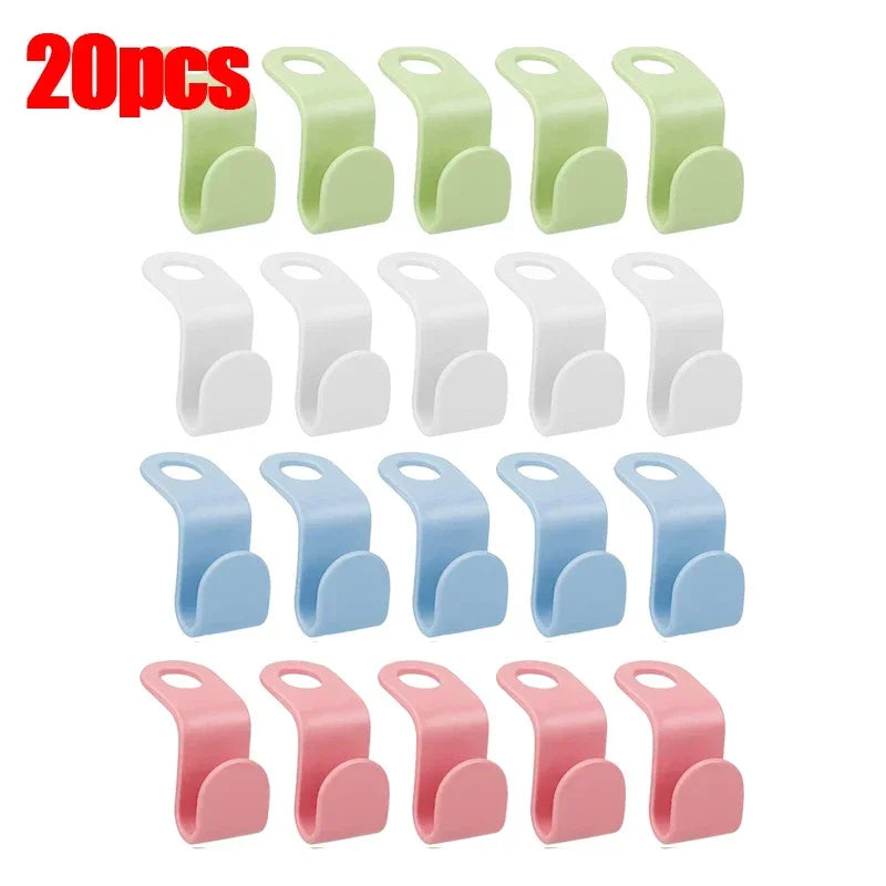50/5Pcs Clothes Hanger Hooks Space Saving Closet Connector Hook Cascading Hanger Plastic Extender Clips Wardrobe Coat Organizer