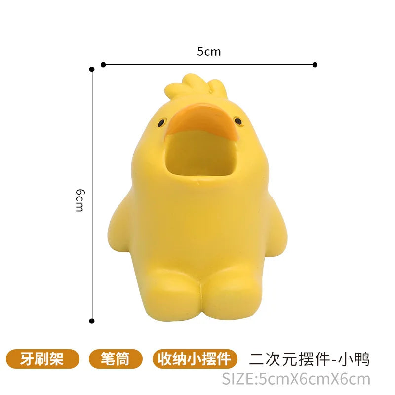 Cartoon Animal Toothbrush Holder Cute Corgi Shark Storage Stand Makeup Brush Stationery Countertop Organizer Bathroom Decoration