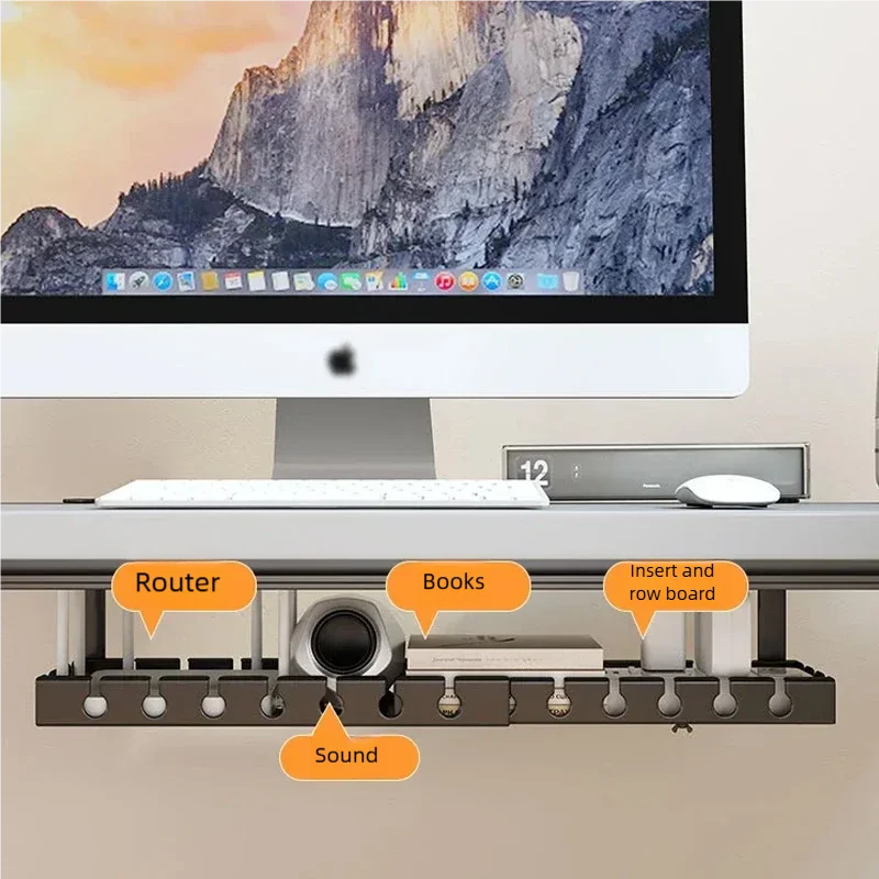 Extendable Under Desk Cable Management No Drilling Metal Cable Tray Space Saving Multipurpose Household Hanging Organizer Shelf