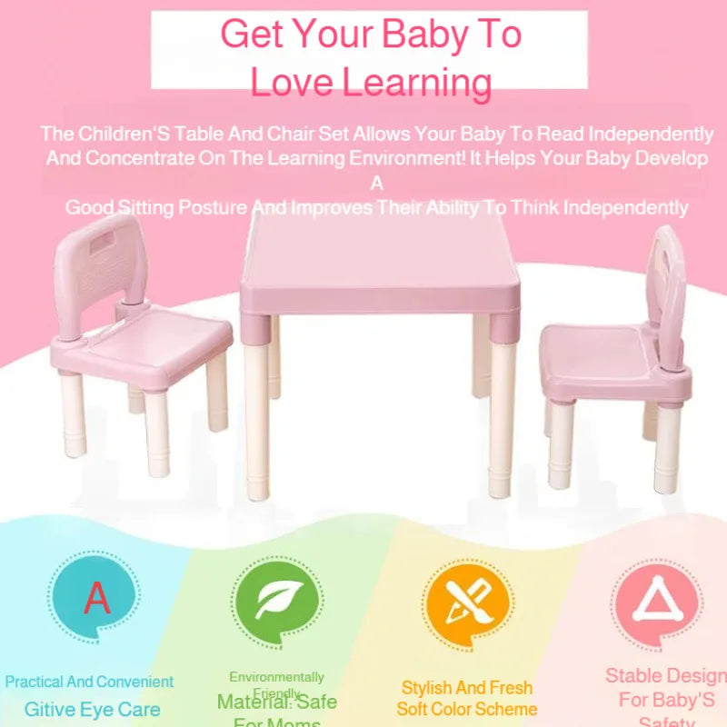 Kindergarten table and chair set Plastic Kids study table with Chair desk Toddler desk and chair set for Reading,Drawing,Snack