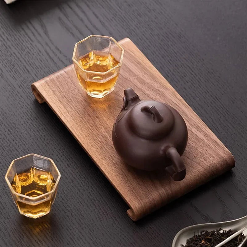 Creative rectangular wooden desktop display rack Hotel Home Coffee Table Decorative Plate Retro Style Heat-resistant Thick Tray