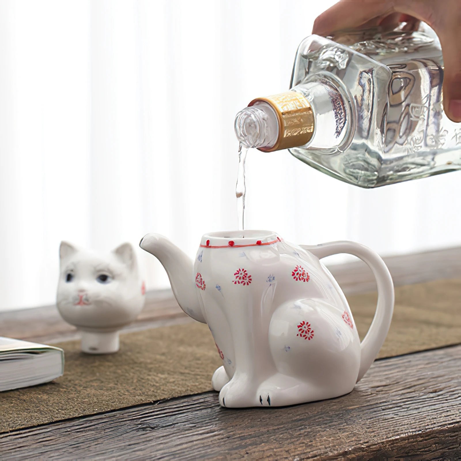 Ceramics Teapot WaterWare Cat Kettle Porcelain FlagonPot Drink Juice Bottle Bone China Jug Drinkware Household Kitchen Supplies