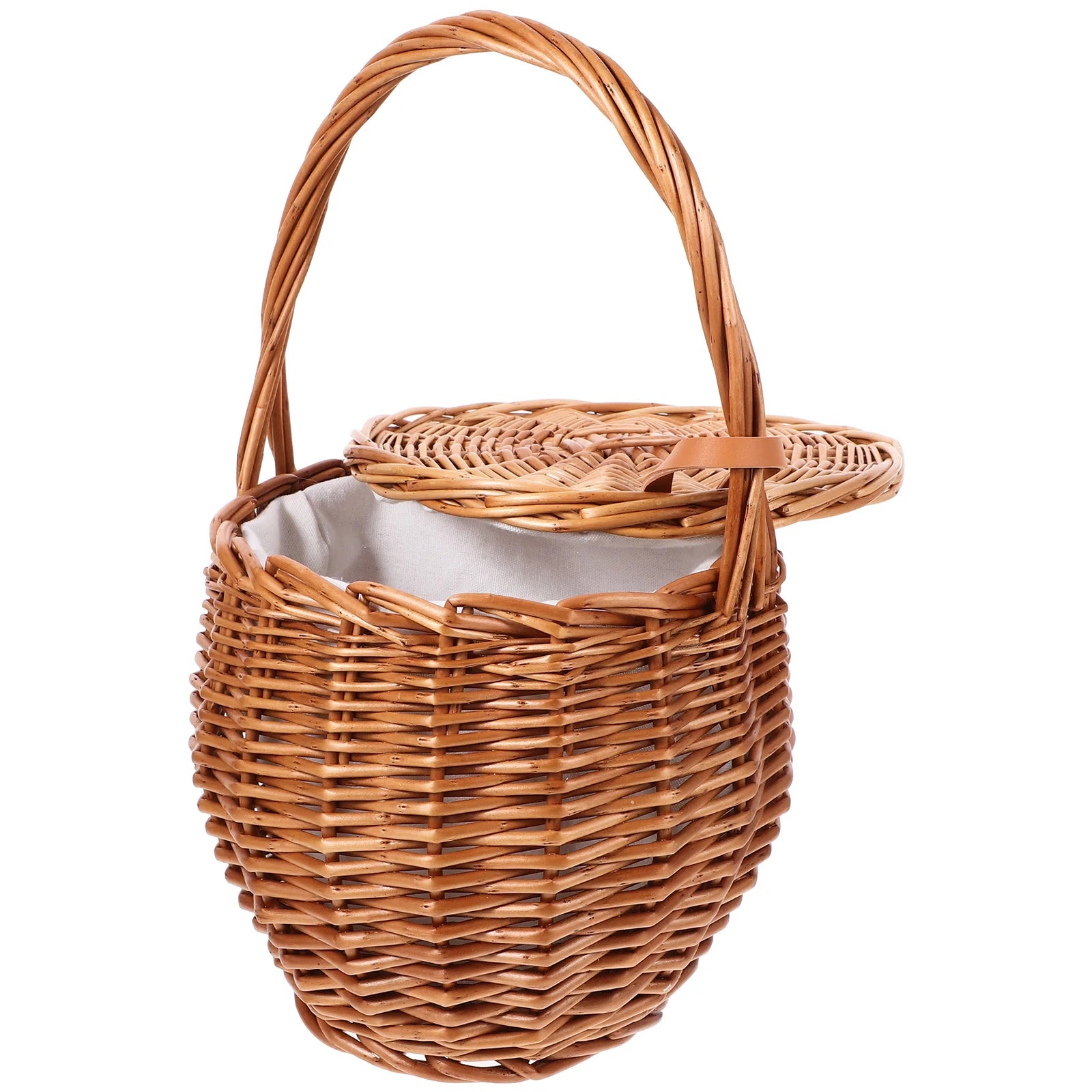 Handwoven Wicker Picnic Natural Rattan Storage Basket for Outdoor Decorative Portable Fruit Basket Household Storage Woven