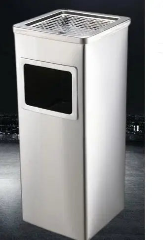 Round Ashtray Outdoor Stainless Steel Waste Bin Public Place Garden Standing Metal Square Trash Can with Ashtray