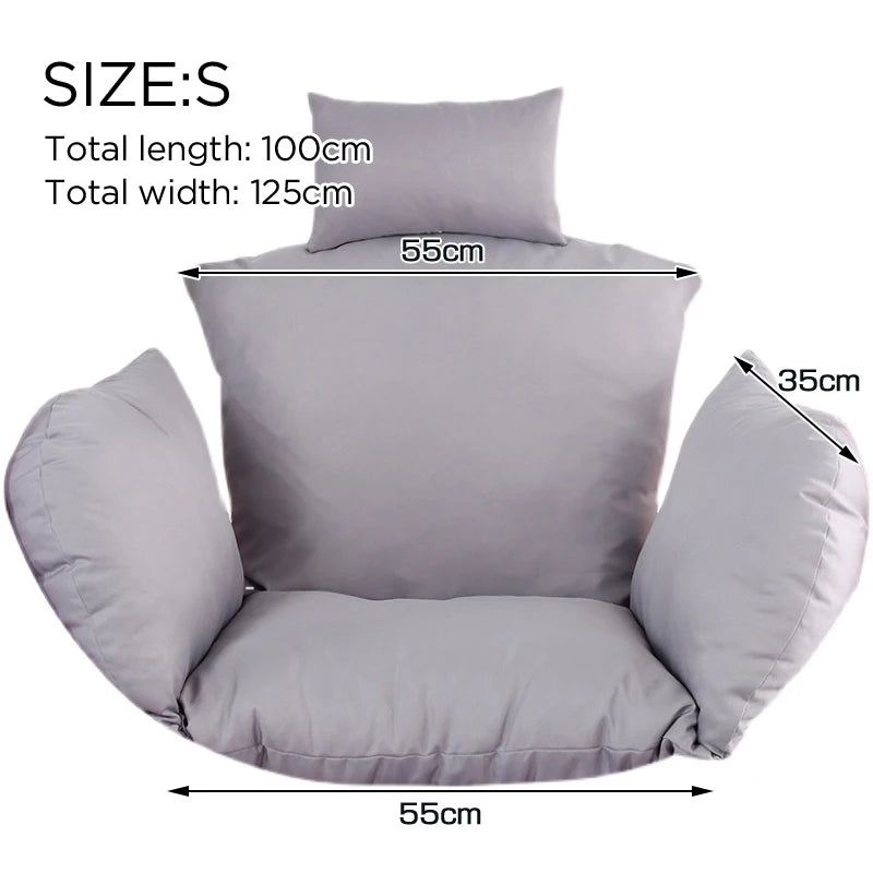 Unfilled S/L Swing Hanging Egg Swing Basket Seat Chair Cushion Cover Round Detachable Pillowcase for Home Patio Living Rooms
