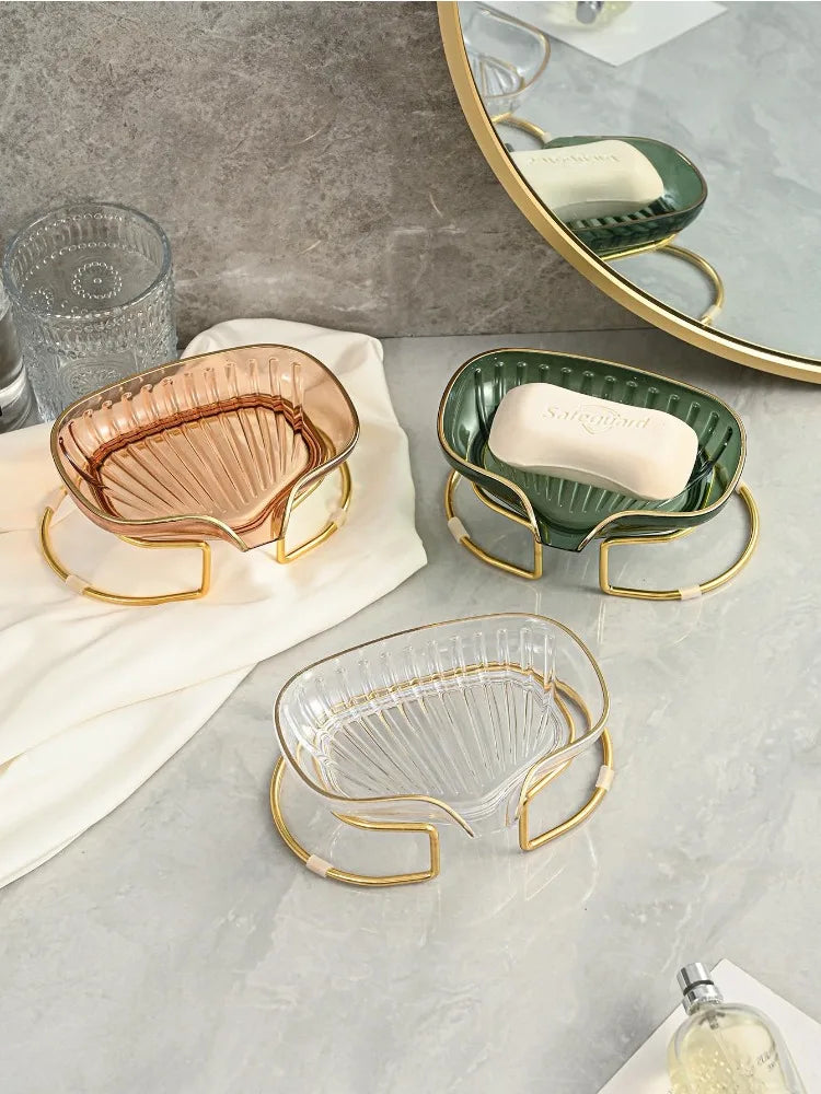 Bathroom Soap Dish Light Luxury Toilet Shower Soap Holder with Drain Water Soap Storage Case Tray Container Bathroom Gadgets