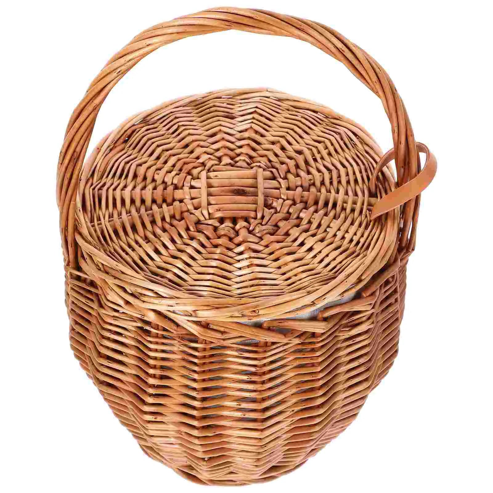 Handwoven Wicker Picnic Natural Rattan Storage Basket for Outdoor Decorative Portable Fruit Basket Household Storage Woven