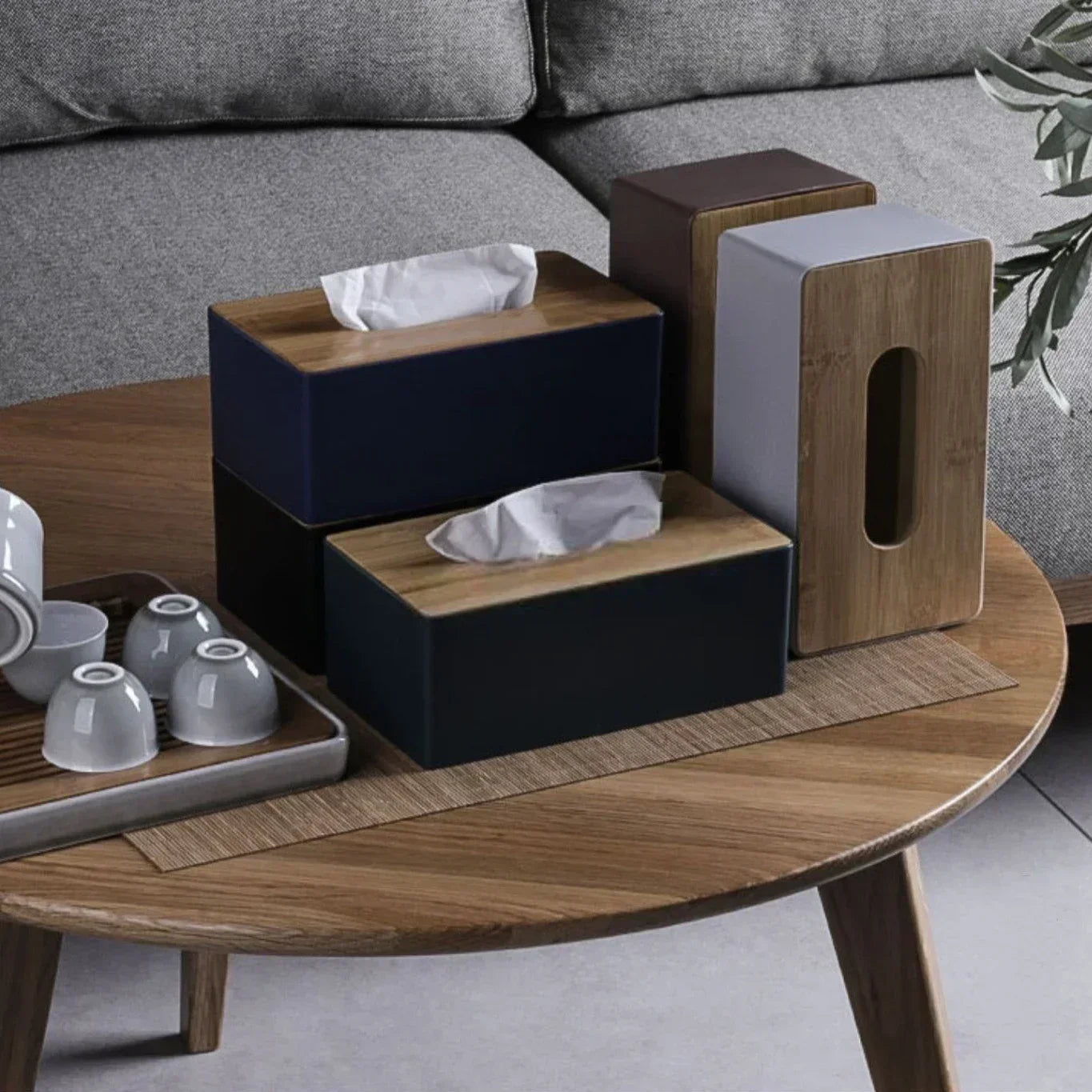 1pc Bamboo Tissue Box Holder, Napkin Organizer for Countertop/Table,Ideal for Office Decor, Elegant Holder Case for Home