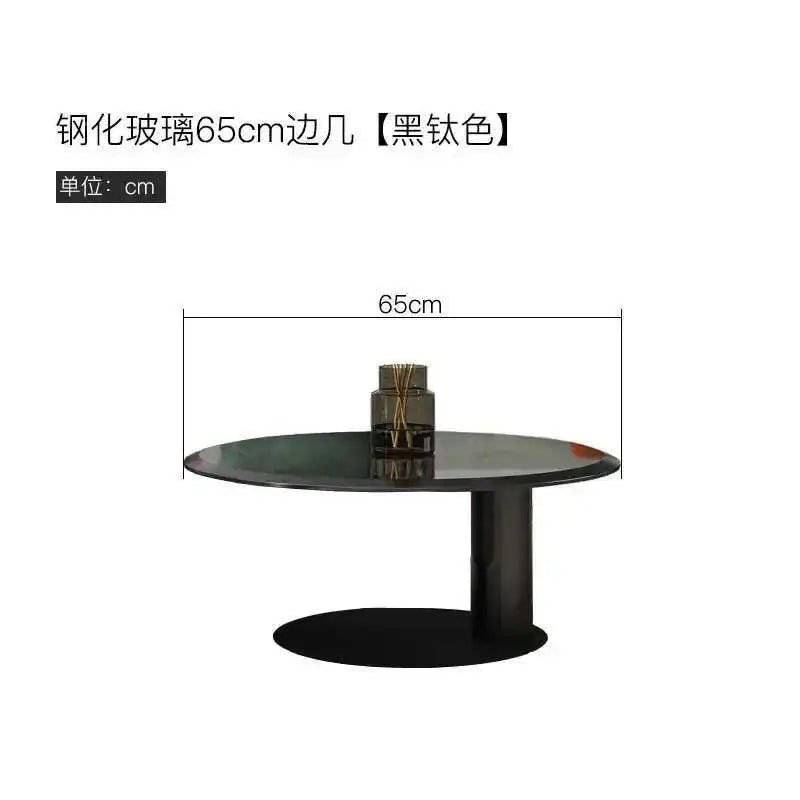 Designer Stainless Steel Coffee Tables European Luxury Round Tea Table Living Room Furniture Italian Tempered Glass Side Table