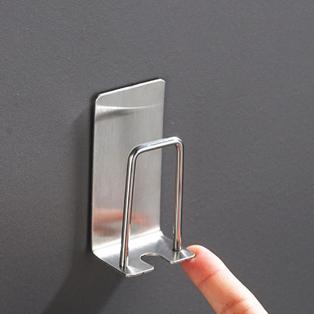 Stainless Steel Toothbrush Holder Wall Mounted Adhesive Toothbrush Cup Holder Space Saving Home Organizer