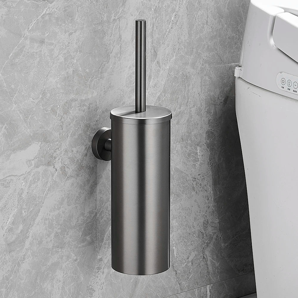 Stainless Steel Bathroom Toilet Brush Holder Accessories Black Toilet Brush Wall Mounted WC Cleaner Brush FR07