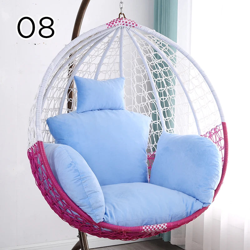 Unfilled S/L Swing Hanging Egg Swing Basket Seat Chair Cushion Cover Round Detachable Pillowcase for Home Patio Living Rooms