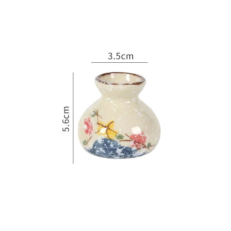Japanese Style Ceramic Toothpick Holder Mini Retro Cotton Swab Storage Jar Simple Small Vases Decor Toothpick Dispenser Box