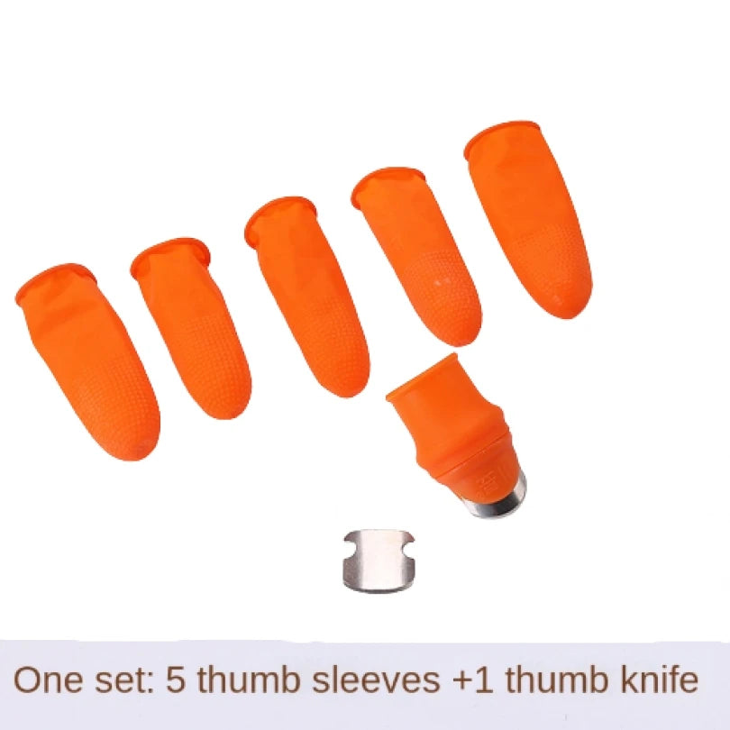 6pcs Steel Thumb Cutter Knife Set Finger Protector Gears Vegetable Harvesting Pinching Plant Blade Scissors Gloves Garden Tool