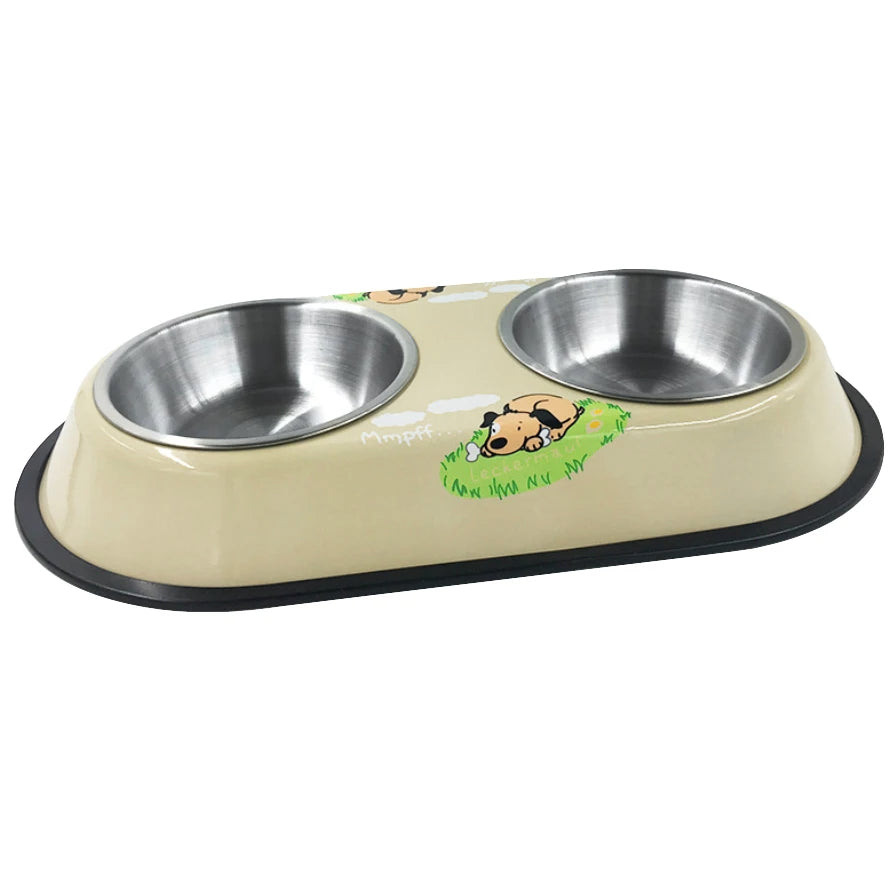 Pet Feeding Double Bowls Dog Cat Food Station Stainless Steel Water Food Bowls Feeder Solution for Dogs Cats supplies