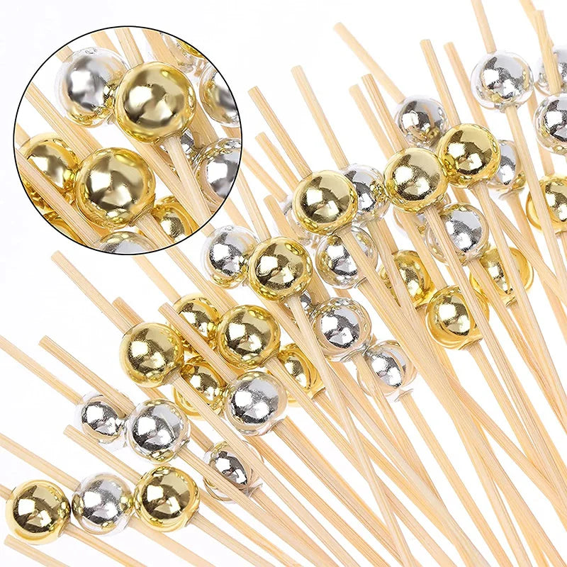 100pcs Disposable Bamboo Food Fruit Toothpick Salad  Cake Dessert Fork Stick for Wedding Birthday Party Decor Cocktail Toothpick