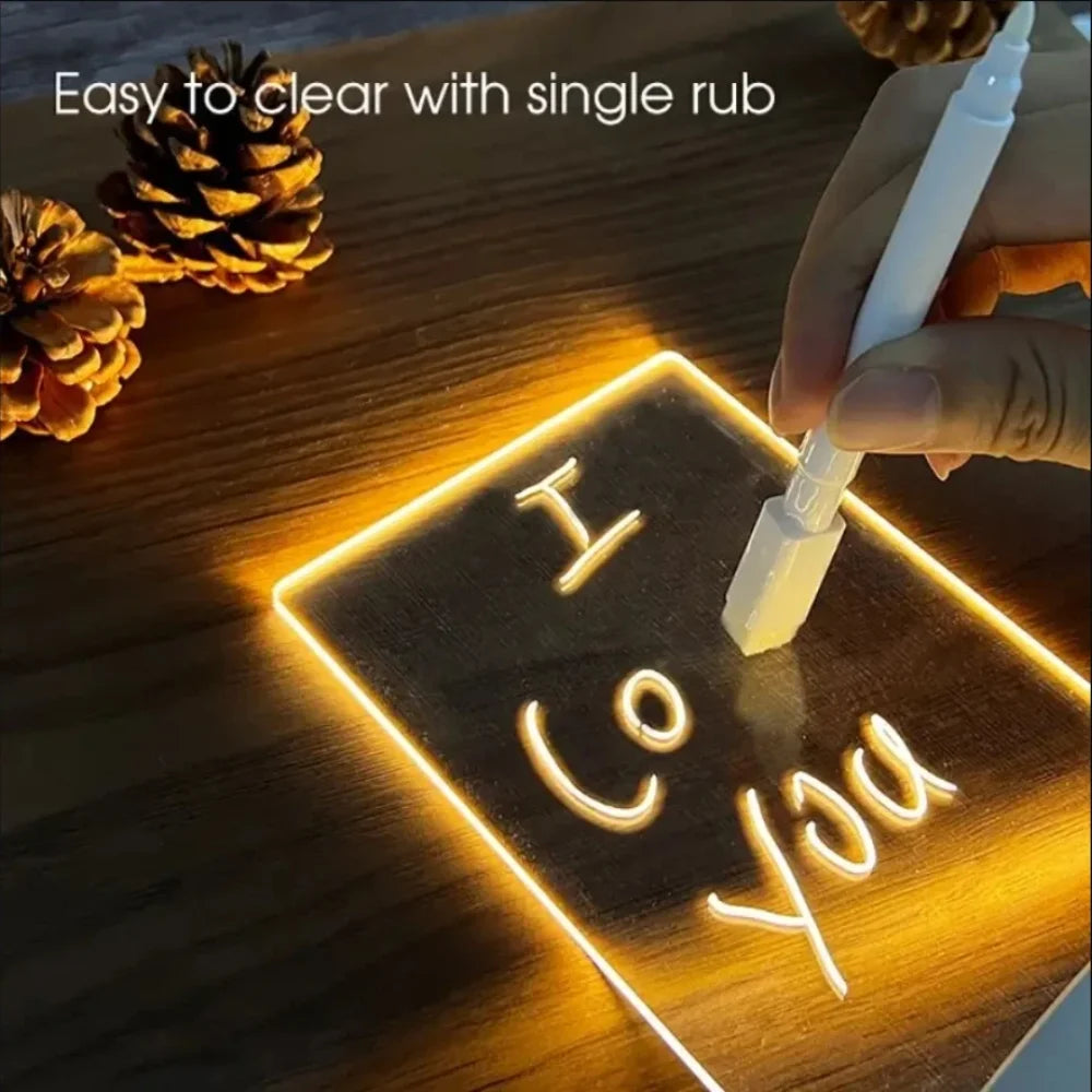 Personalized LED Lamp Acrylic Message Note Board Erasable USB Children‘s Drawing Board Bedroom Night Light Birthday Kids Gift