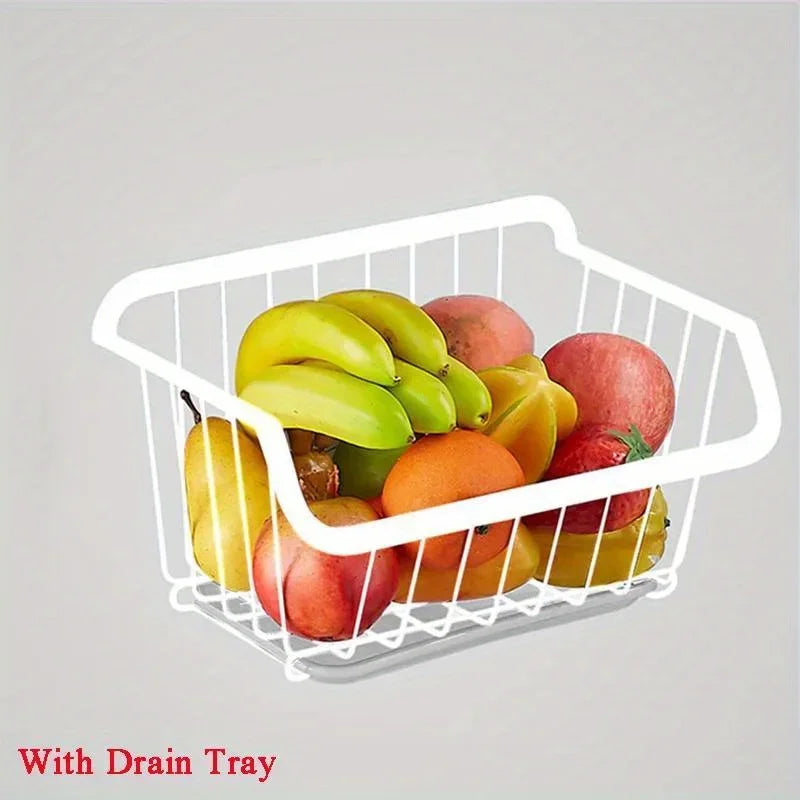 Kitchen Storage Basket Stainless Steel Fruit Vegetable Drain Storage Organizer Wall Mounted Spice Rack Dish Shelf Kitchen Tool