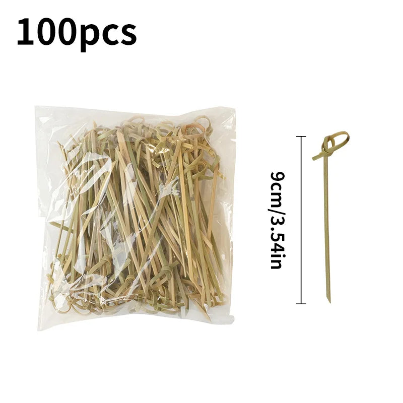 100pcs Disposable Bamboo Food Fruit Toothpick Salad  Cake Dessert Fork Stick for Wedding Birthday Party Decor Cocktail Toothpick