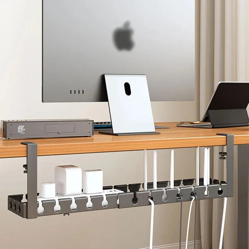 Extendable Under Desk Cable Management No Drilling Metal Cable Tray Space Saving Multipurpose Household Hanging Organizer Shelf