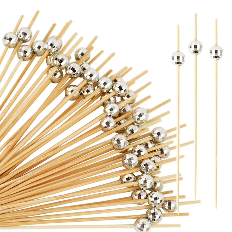 100pcs Disposable Bamboo Food Fruit Toothpick Salad  Cake Dessert Fork Stick for Wedding Birthday Party Decor Cocktail Toothpick