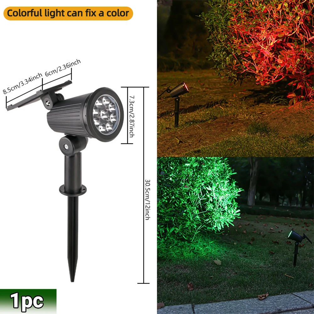 Solar Lawn Projector Spotlight with RGB Gradient & 3 Brightness Adjustable Light IP65 Waterproof for Garden Patio Driveway Spot