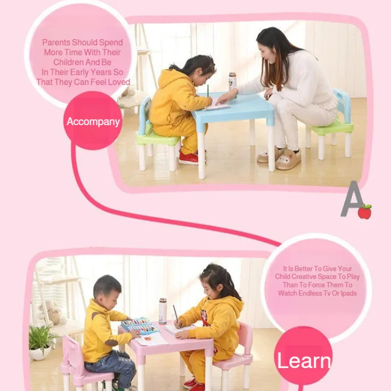 Kindergarten table and chair set Plastic Kids study table with Chair desk Toddler desk and chair set for Reading,Drawing,Snack