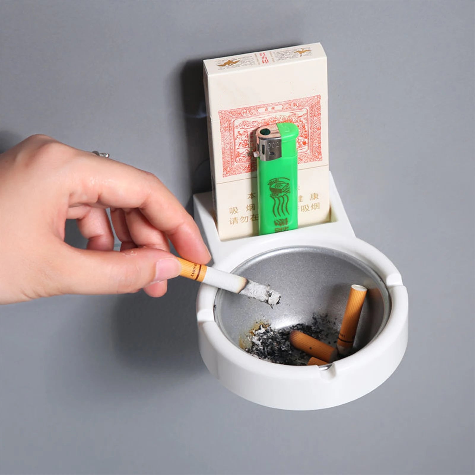 Wall Mounted Ashtray Indoor Stainless Steel Liner Ashtray Toilet Dedicated Outdoor Ash Tray For Home Toilet Storage Supplies