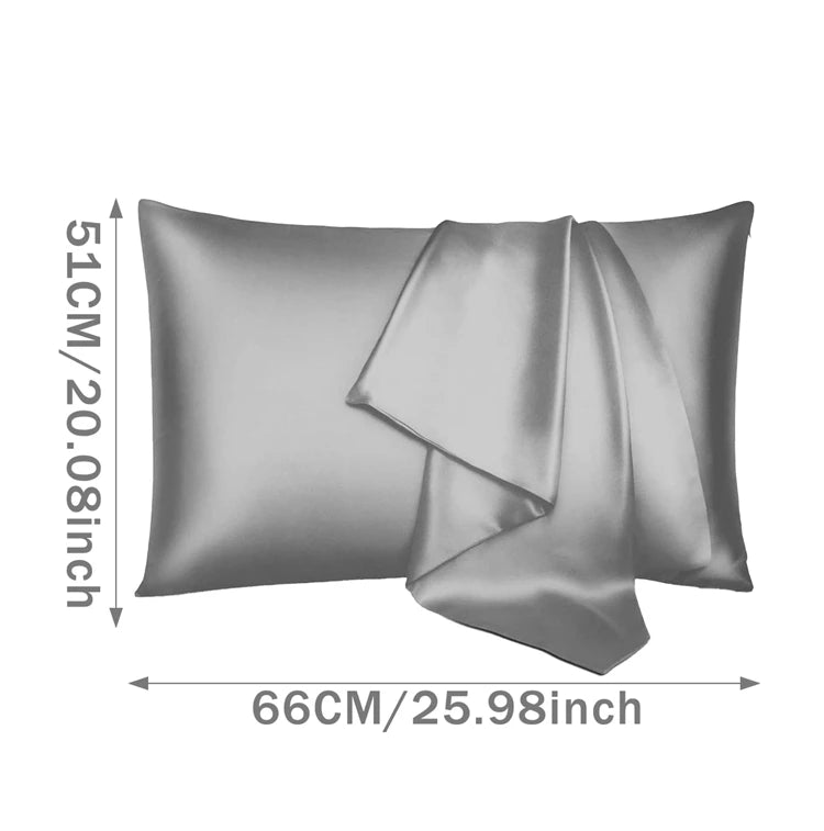 Silk Satin Pillowcase Simple Solid Color Pillow Cover Bedding Household Smooth Multicolor Satin Pillowcase Household 66x51cm