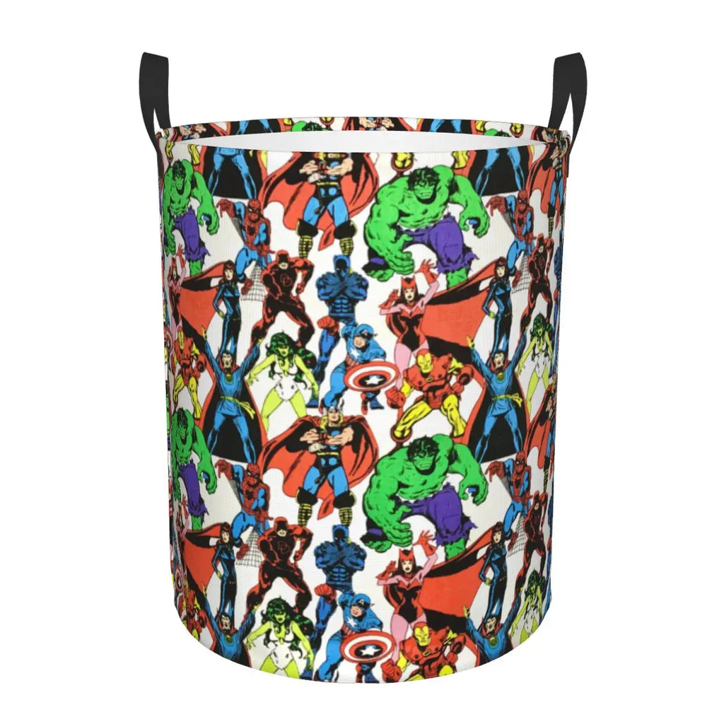 Custom Superheros Movie Collection Laundry Hamper Large Clothes Storage Basket Spider Man Comics Toys Bin Organizer for Nursery