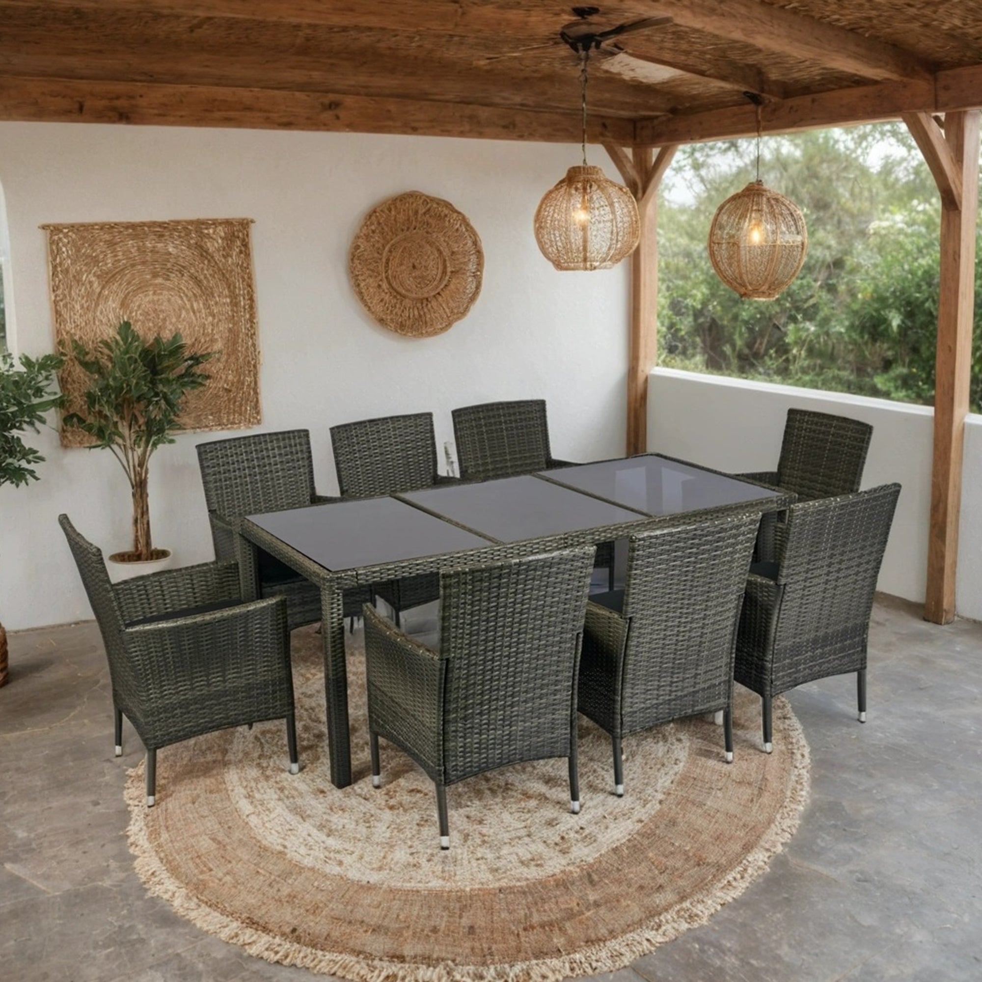 9 piece Outdoor Patio Wicker Dining Set Patio Wicker Furniture Dining SHIPPING ONLY IN USA
