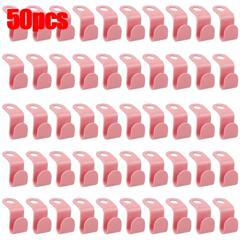 50/5Pcs Clothes Hanger Hooks Space Saving Closet Connector Hook Cascading Hanger Plastic Extender Clips Wardrobe Coat Organizer
