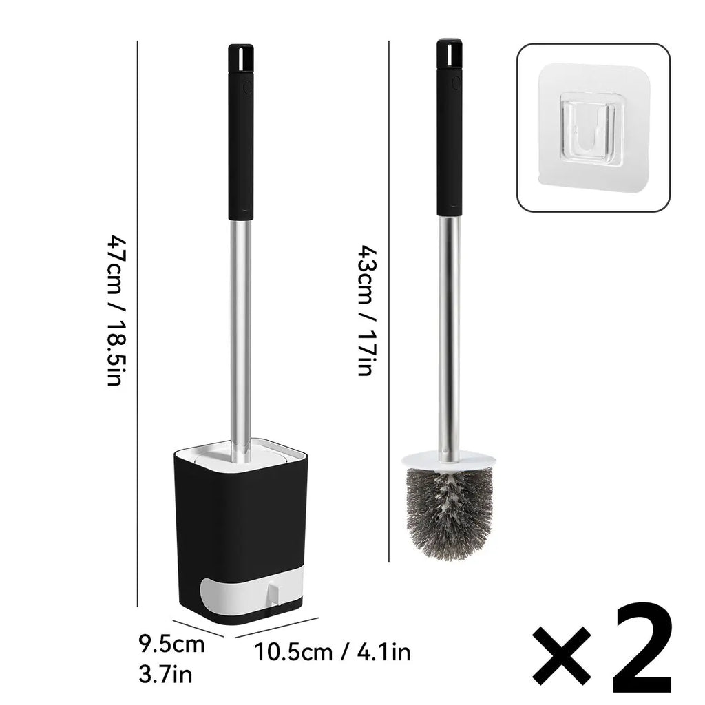 WORTHBUY Punch-Free Wall Mounted Toilet Brush With Drainable Base Long Handle Plastic Toilet Cleaning Brush Bathroom Accessories