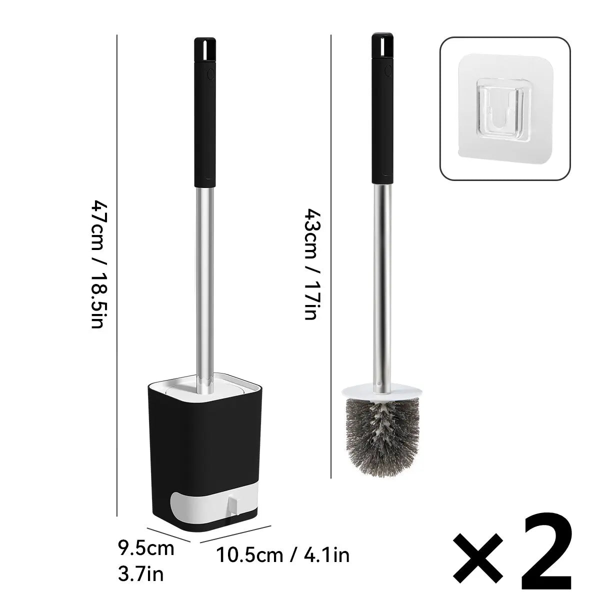 WORTHBUY Punch-Free Wall Mounted Toilet Brush With Drainable Base Long Handle Plastic Toilet Cleaning Brush Bathroom Accessories