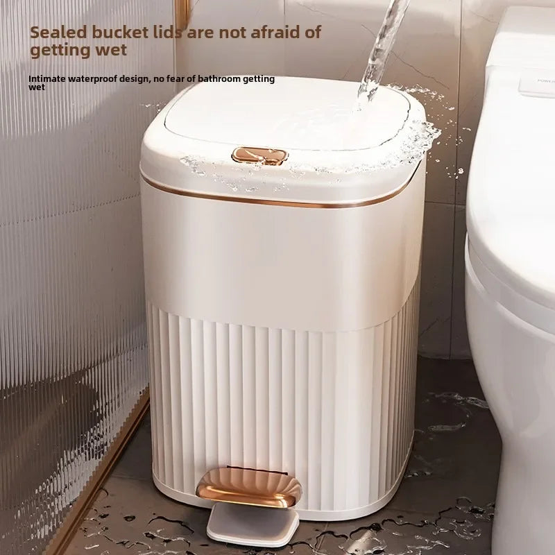 8/10L Foot Pedal Trash Can Luxury Office Kitchen Trash Can Waterproof Bathroom Waste Bins with Lid Large Capacity Garbage Bin