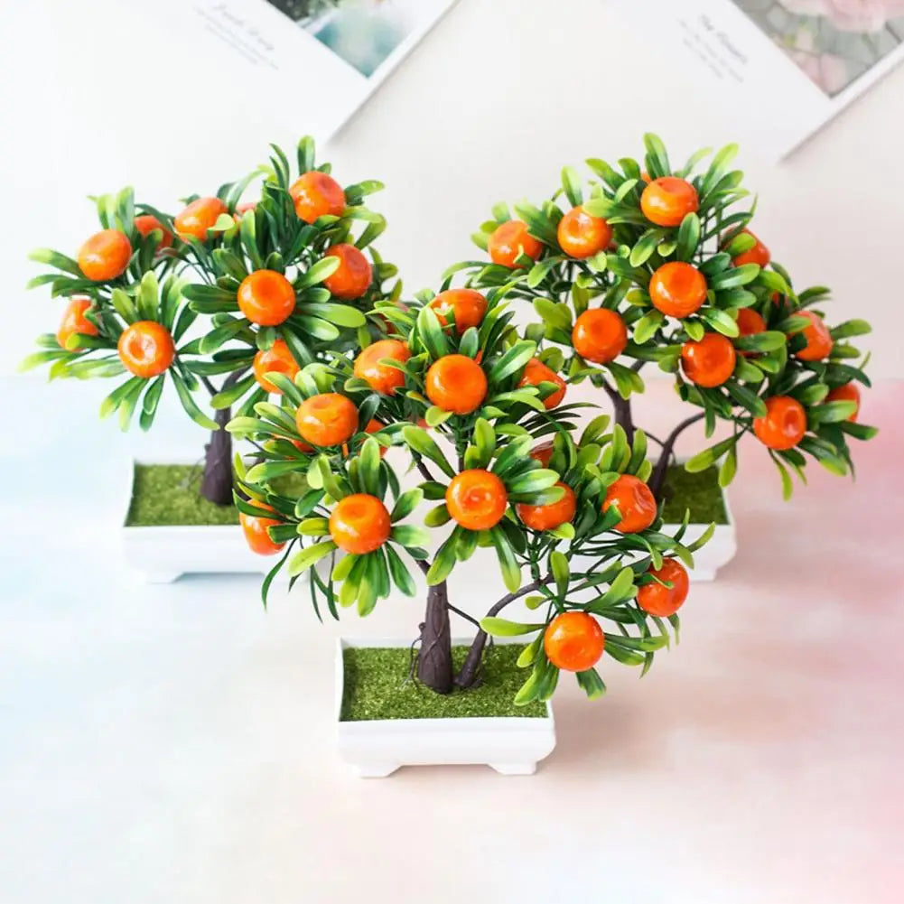 Artificial Orange Bonsai Potted Flower Home Office Garden Decor Peach pepper Tree Artificial Fruit Plant Potted Fake Plant Decor