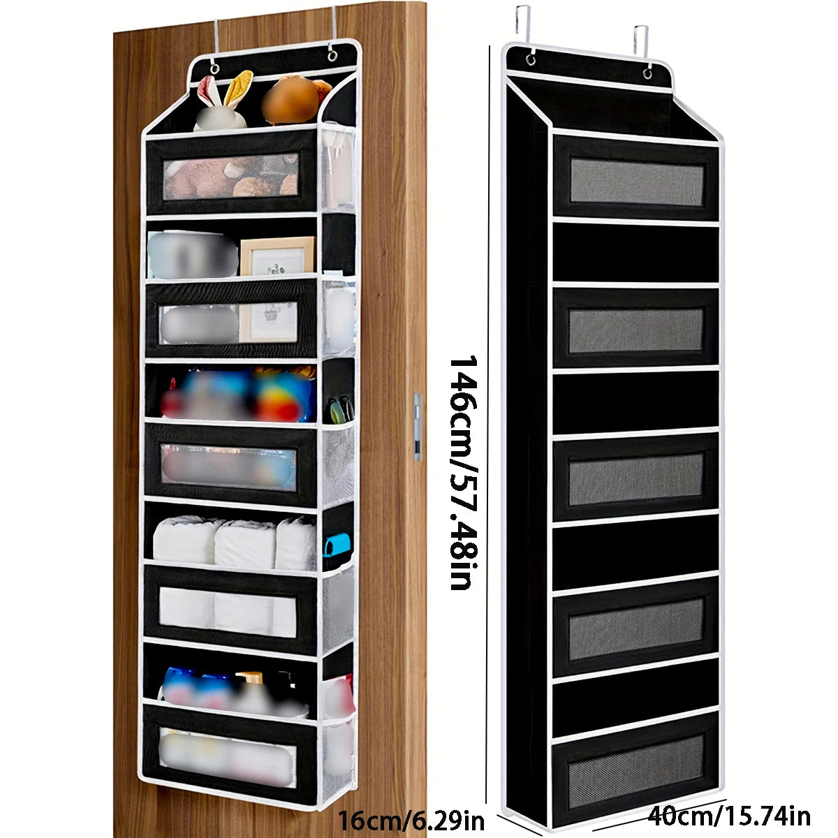 1 PC Non-Woven Fabric, 6-Layer Detachable, Divided Into 2 Hanging Storage Door Devices With Hooks, Anti Swinging Dormitory