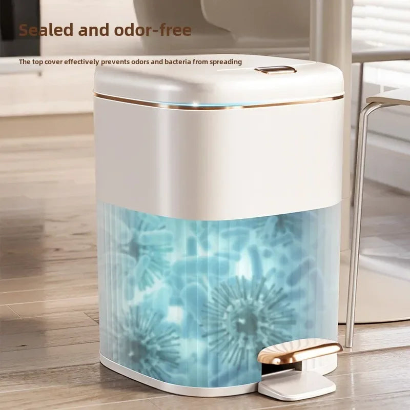 8/10L Foot Pedal Trash Can Luxury Office Kitchen Trash Can Waterproof Bathroom Waste Bins with Lid Large Capacity Garbage Bin