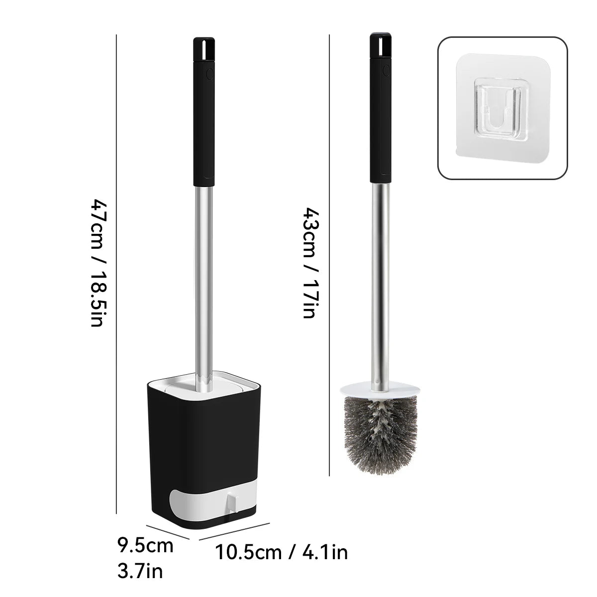 WORTHBUY Punch-Free Wall Mounted Toilet Brush With Drainable Base Long Handle Plastic Toilet Cleaning Brush Bathroom Accessories