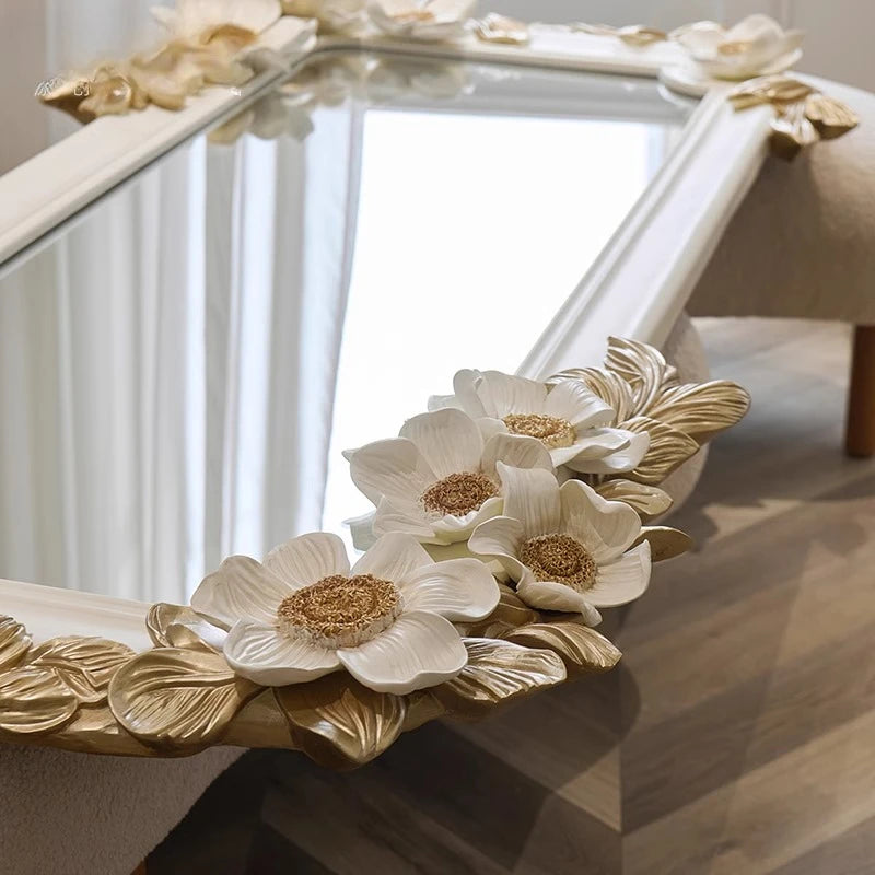 French retro carved fireplace decorative mirror wall-mounted American European wall-mounted dressing advanced full-length mirror