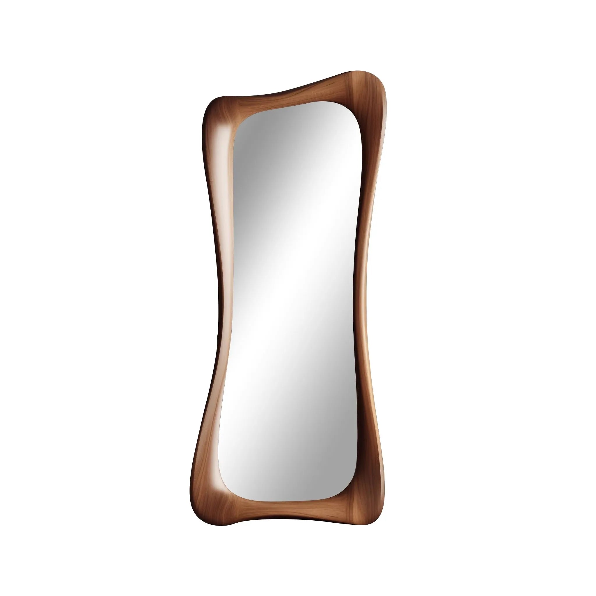 French Light Luxury Decorative Mirror Outfit Shop Full-length Mirror Retro Art Style Walnut Wood Irregular Frame Mirror 60x160cm