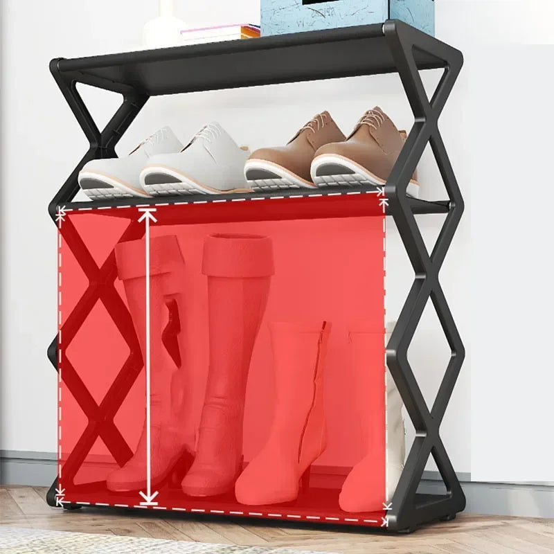 4-Layer Simple Shoe Rack Trapezoidal Shoes Organizer Space Saving Living Room Assembly Shoe Rack Multifunctional Home Supplies