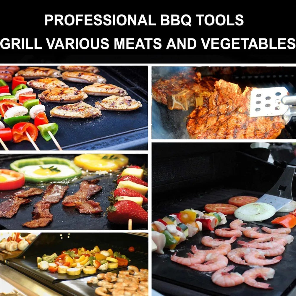 BBQ Grill Mat Non-stick Mat Heat Resistant Grill Mat Outdoor Baking Reusable Barbecue Party Mat 40x33cm Grill Accessories