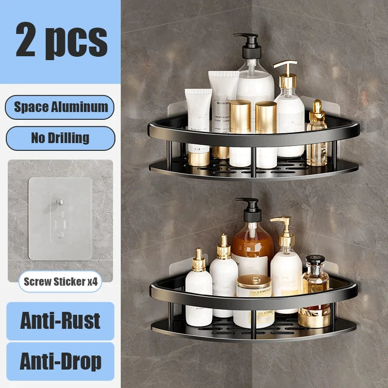 Wall mounted shower shampoo rack bathroom rack towel rack diamond free stand tripod wall hanging corner rectangular stand