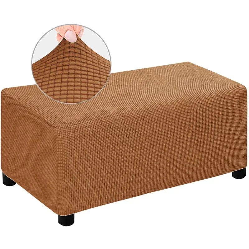 Jacquard Ottoman Slipcover Storage Stool Furniture Protector Cover Thick Rectangle Elastic Foot Rest Slipcover Home Decor 오토만 커버