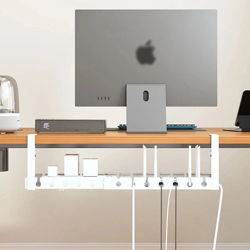 Extendable Under Desk Cable Management No Drilling Metal Cable Tray Space Saving Multipurpose Household Hanging Organizer Shelf