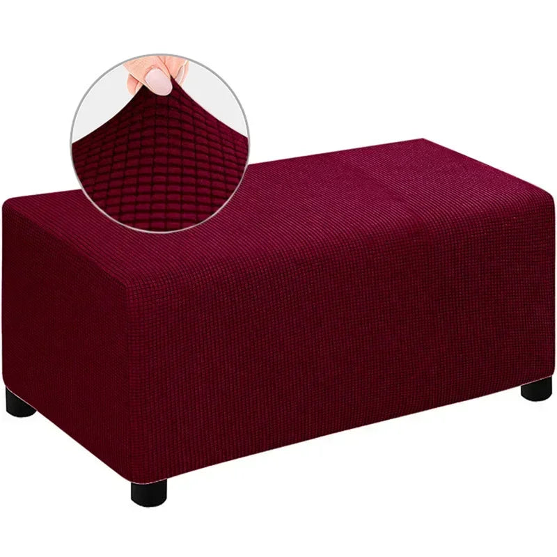 Jacquard Ottoman Slipcover Storage Stool Furniture Protector Cover Thick Rectangle Elastic Foot Rest Slipcover Home Decor 오토만 커버
